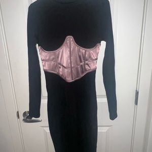 Brand new never worn Manière satin corset ribbed midi dress